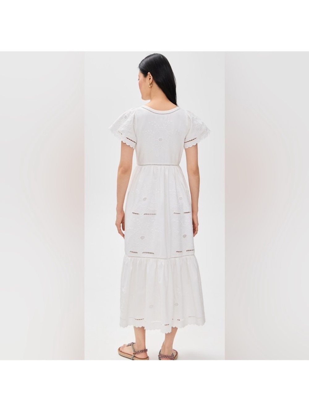 Hunter Bell Marley Flutter-Sleeve Embroidered Eyelet Midi Dress - Picture 5 of 13
